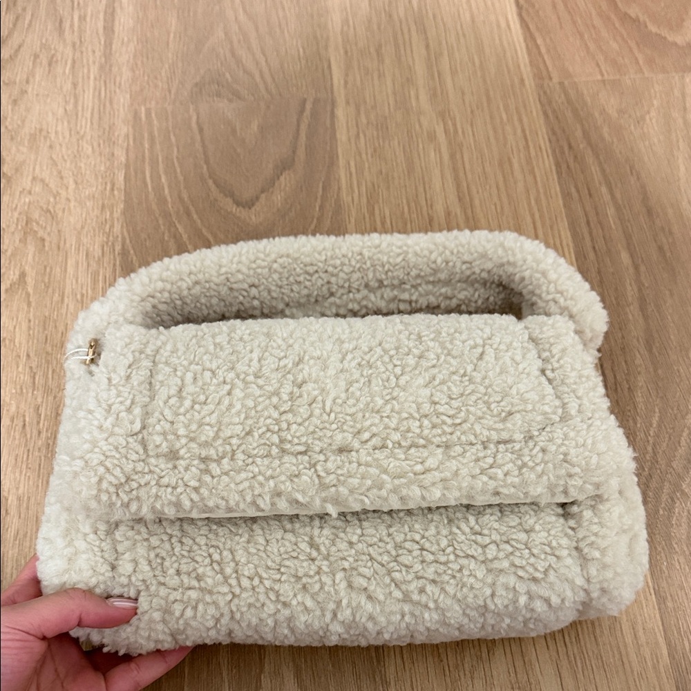 Cream Sherpa Faux Shearling Handbag